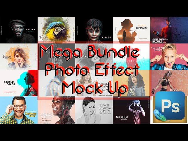 Mega Bundle Photo Effect Mock Up Psd Free | Adobe Photoshop