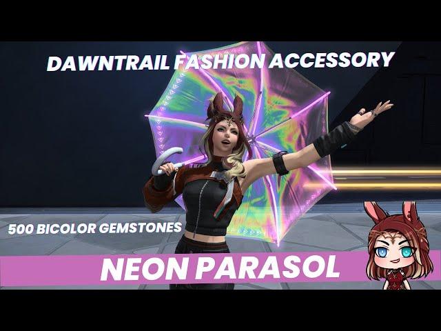 FFXIV Dawntrail: Neon Parasol Fashion Accessory Showcase & Info (ZONE SPOILERS)