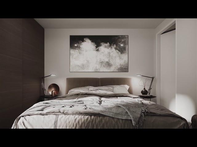 Bedroom Apartment 3D rendering and virtual tour cinematic video