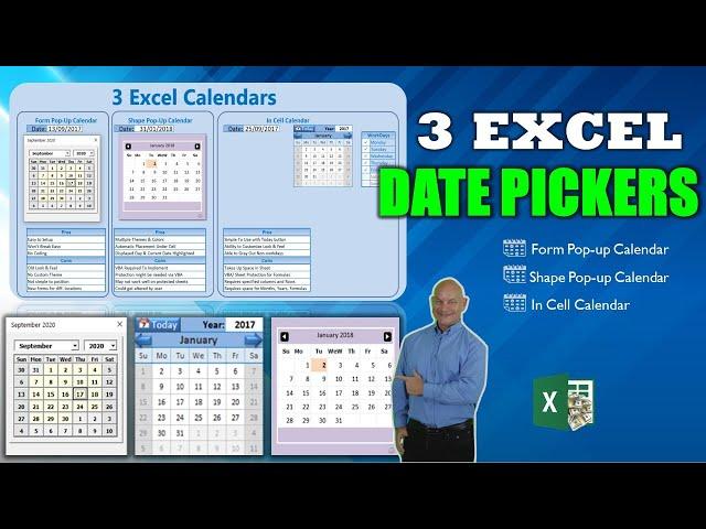 How To Add 3 Different Date Picker Calendars in Microsoft Excel [Free Download]