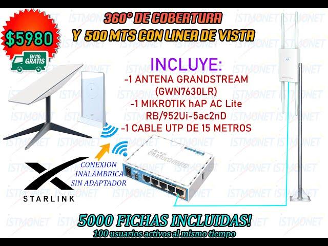 KIT DE FICHAS STARLINK HASTA 500 METROS Y 100 USUARIOS CONCURRENTES