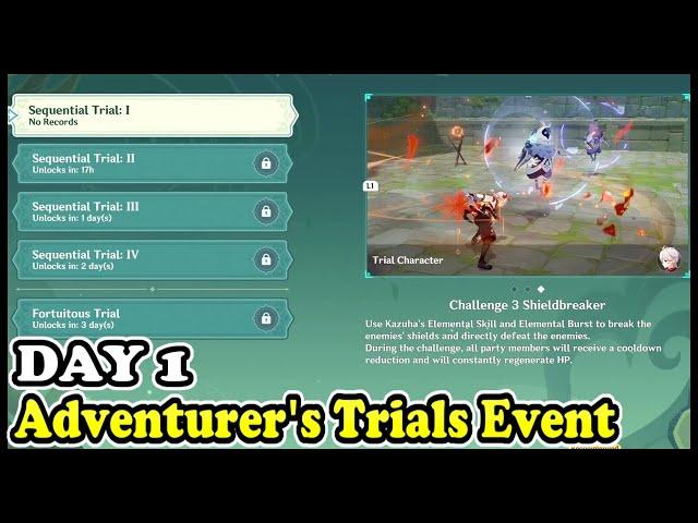 Adventurer's Trials Day 1 Event Guide | Sequential Trail: I | Genshin Impact 3.2