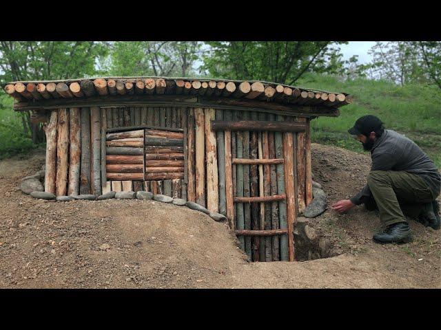 Building MY BEST DUGOUT EVER at Start to finish. Alone in the wild - Cozy FIREPLACE