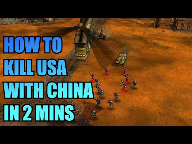 How To All In Rush with China vs USA - Generals Zero Hour Tutorial