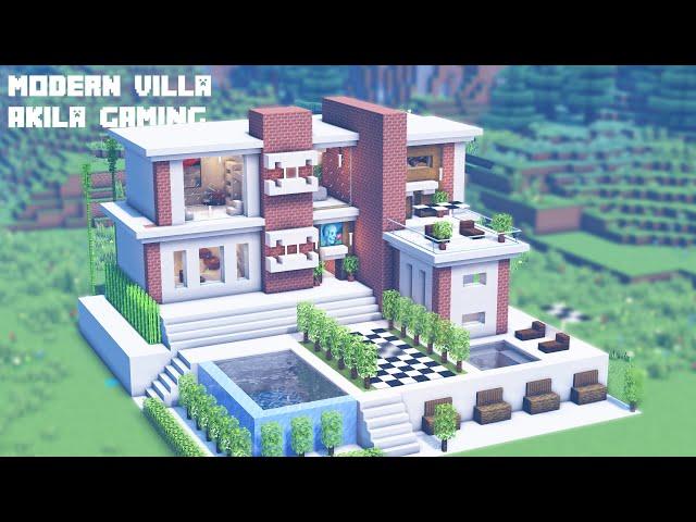 Minecraft : Modern House/Villa  & INTERIOR ｜How to Build in Minecraft