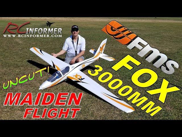 FMS FOX 3000mm Maiden Flight UNCUT By: RCINFORMER
