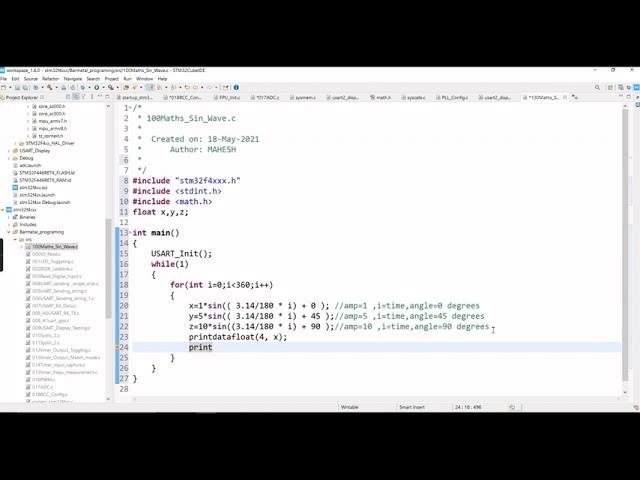 sinewave generating on cube ide using stm32f446re