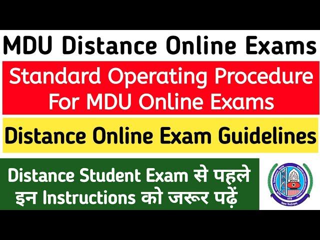 Mdu Distance Online Exam Guideline | Mdu Standard Operating Procedure For Online Descriptive Exams