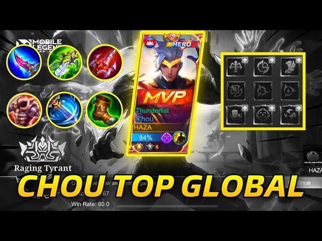 CHOU TOP 1 GLOBAL EMBLEM SET 2022 AND BUILD | CHOU NEW META GAMEPLAY NEW SEASON 25  | Mobile Legends