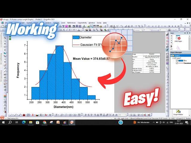 How to make SEM Particle Size Distribution Histogram in Origin Pro |Mean|Curve #originpro  #howto