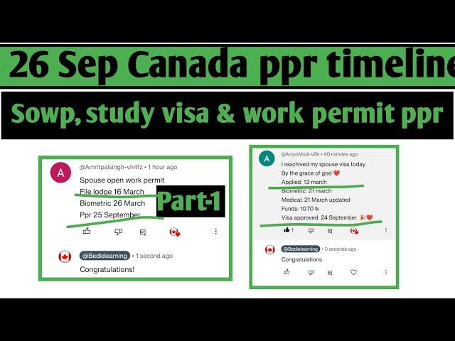 26 September Canada  ppr timeline today | Sowp, study visa, work permit and sowp ppr timeline today