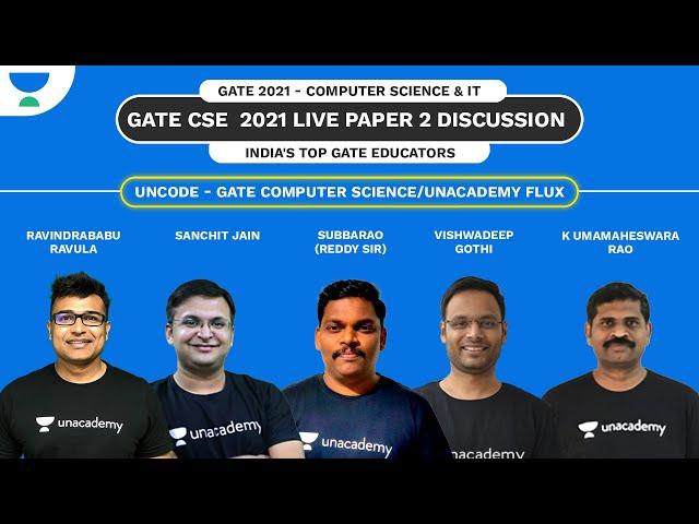 GATE  CSE 2021 Live Paper 2 Discussion | By India's Top GATE Educators