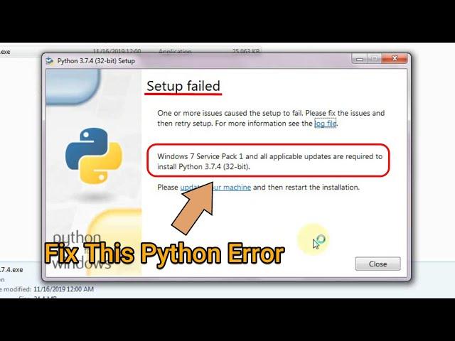 Python Setup Failed SP1 Error | Change to Service Pack 1 in Windows 7 Fix | Solutions #1