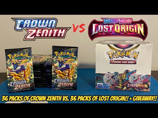 INSANE PULLS! CROWN ZENITH BOOSTER BOX (36 Packs) vs LOST ORIGIN Booster Box Pokemon Card Opening!!