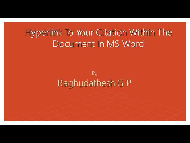 How to create hyperlink to your citation within the document in MS Word