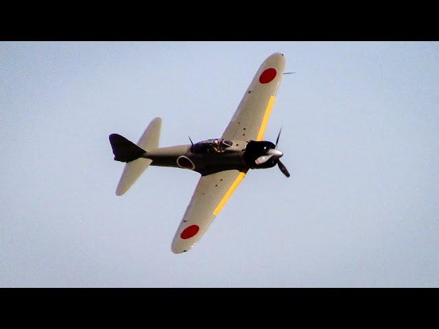 Mitsubishi A6M Zero WWII Japanese Fighter Aircraft Flight Demo