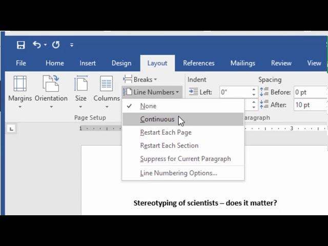 Inserting Line Numbers into Word documents