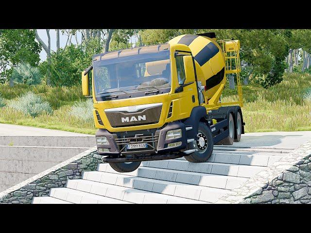 Mobil vs Stairs #6 - BeamNG Drive