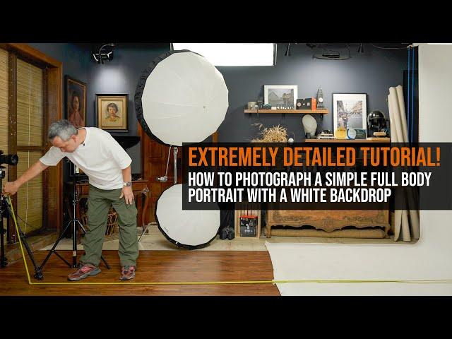 How to Light and Photograph a Simple Full Body Portrait with a White Backdrop.