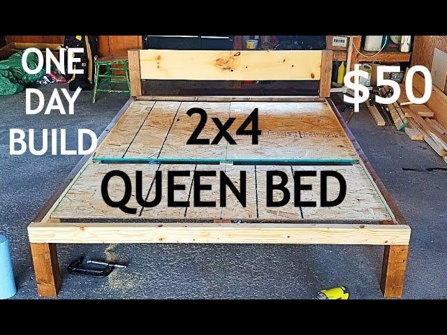 2x4s ONLY! Queen Size Bed Frame   ONE DAY BUILD!