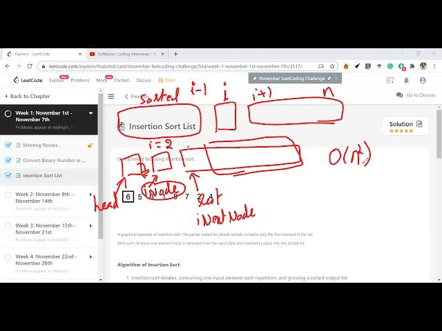 Insertion Sort List - 2nd Nov LeetCoding Challenge - GoMaster Coding Interviews