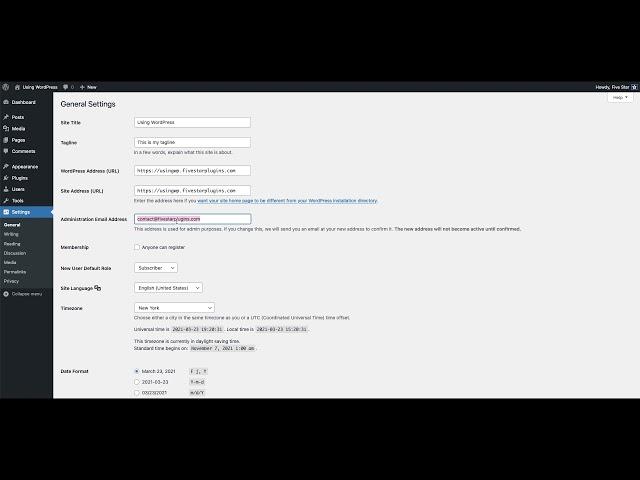 Using WordPress - Admin Email Address