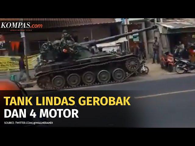 Tank Hilang Kendali, Lindas Gerobak dan 4 Motor di Bandung Barat