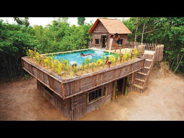 Built Most Beautiful Forest Wooden Houses with Garden and Swimming Pool