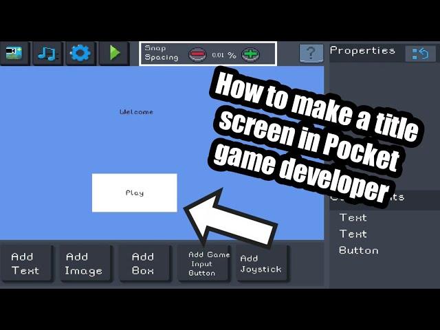 How to make a title screen in Pocket Game Developer