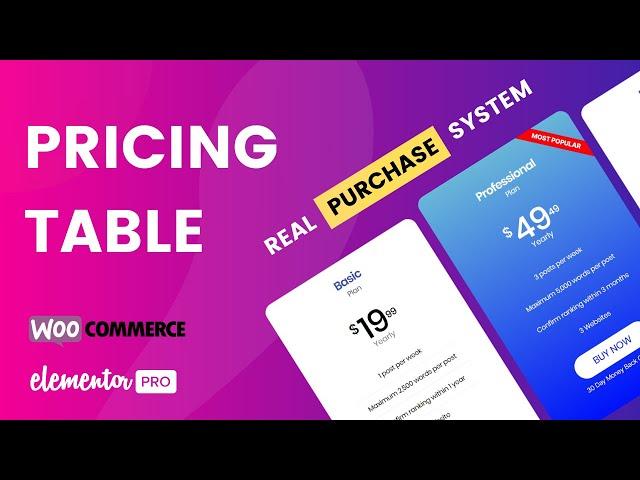 [Elementor+WooCommerce] Make 100% FUNCTIONAL Pricing Table