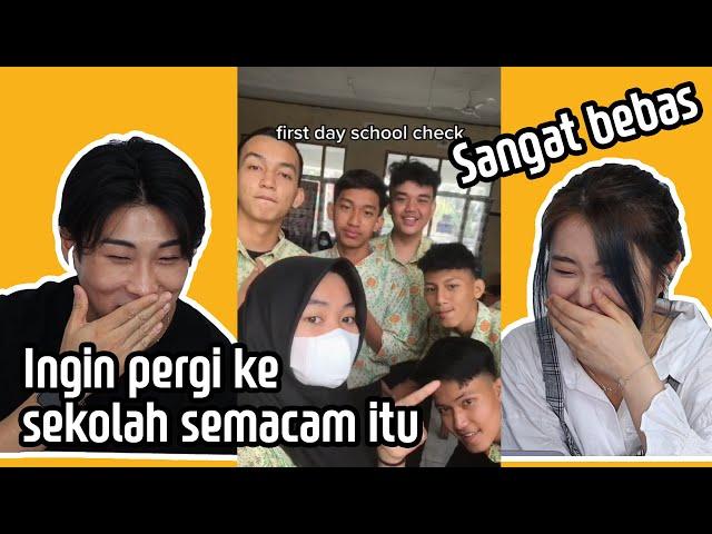 Korean React to Indonesian school TIKTOK | A school with a free atmosphere, I'm so envious!