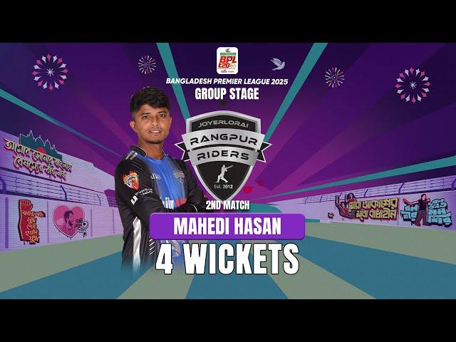 Mahedi Hasan's 4 Wickets against Dhaka Capitals || 2nd Match || BPL 2025