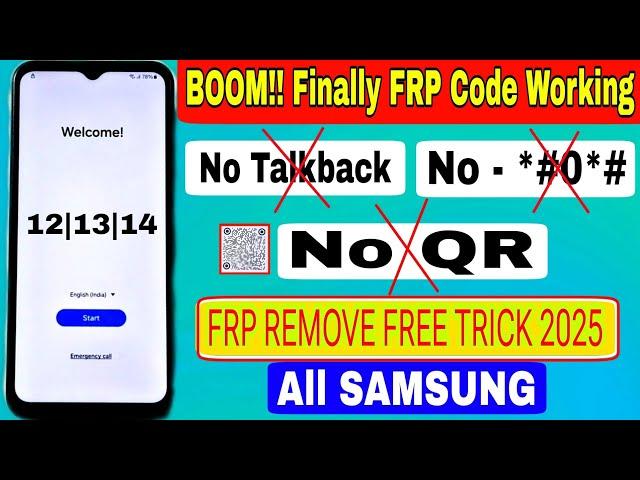 Finally Frp Code Method:- All Samsung Frp Bypass 2025 (100% Done) Android 12-13-14 Latest Security