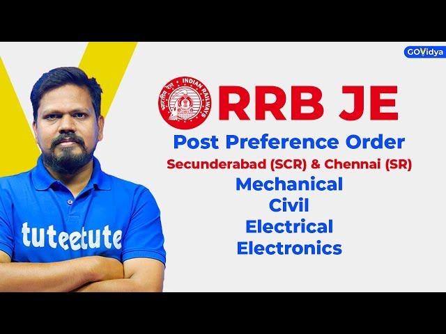 RRB JE | Post Preference Order | Mech, Civil, Electrical & Electronics | SCR & SR #rrbje