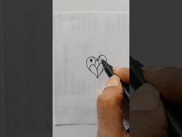  Draw Parrots by using heart #shorts #easydrawing #simpledrawing #drawinghacks #drawing4kids