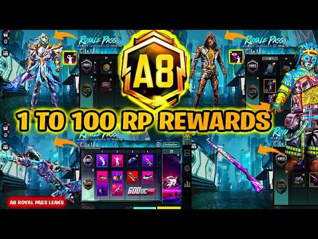 A8 ROYAL PASS // 1 TO 100 RP REWARDS // ACE 8 ROYAL PASS LEAKS ( A8 ROYAL PASS PUBG MOBILE/BGMI )