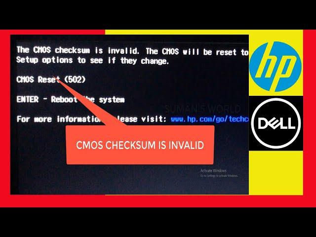 CMOS checksum is invalid : Fix the computer startup problem || HP,DELL,ASSUS