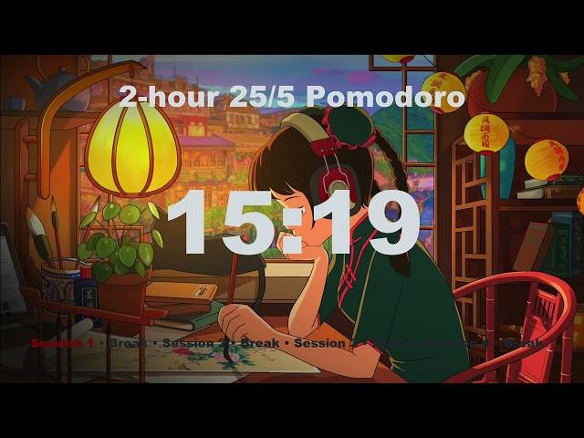 2-hour Pomodoro timer - 25/5 - LoFi Music #studywithme #focus #productivity