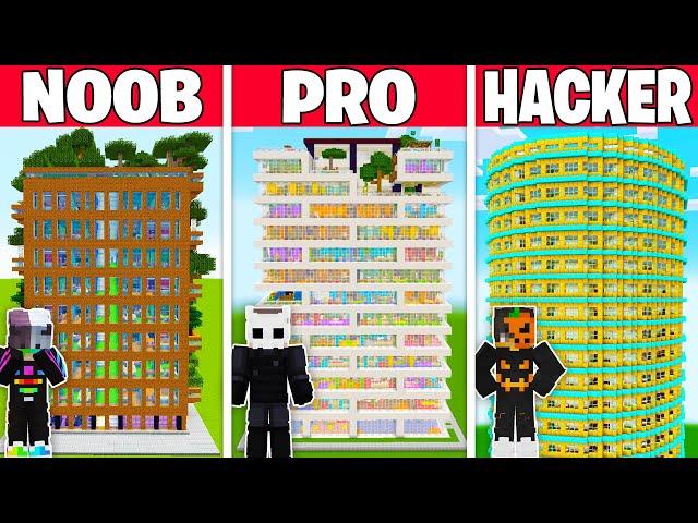 NOOB vs PRO vs HACKER: EN UZUN APARTMAN YAPI KAPIŞMASI! - Minecraft