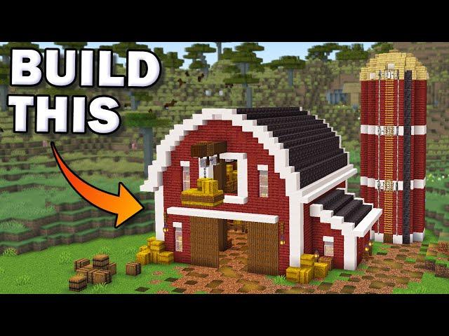 How to build a Minecraft Barn - Easy Red Barn House Tutorial