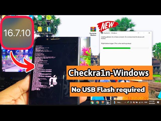 CheckRa1n-Windows Jailbreak iOS 16.7.10 - iOS 15 got successful | No USB Flash PC required