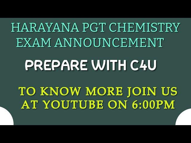 BATCH ANNOUNCEMENT | HARAYANA PGT CHEMISTRY | CHRMISTRY FOR YOU | SAHENDRA SIR #HPSC PGT CHEMISTRY