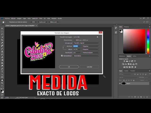 Medida exacto para diseñar logos en Photoshop alta calidad