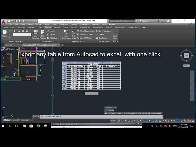 Export any table from Autocad to excel with one click