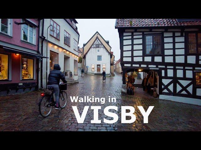 Rainy walk in Visby, Gotland - The medieval city on Sweden's largest island