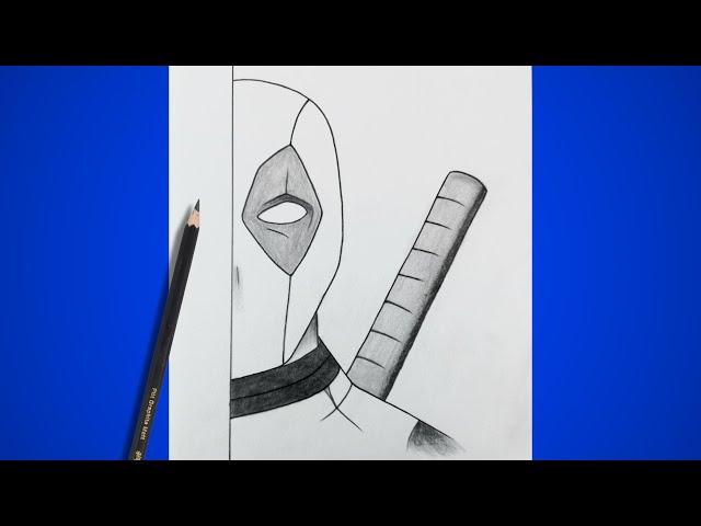 How To Draw Deadpool Half Face Easy Step By Step | Deadpool Drawing Tutorial For Beginners