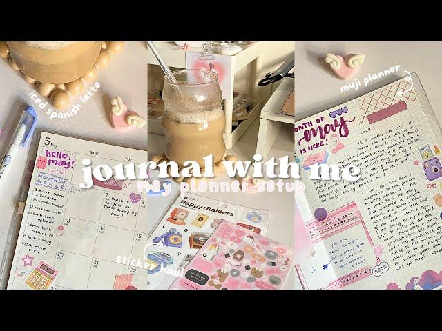  journal with me: may muji planner monthly spread setup ₊˚ෆ + sticker haul | asmr journaling