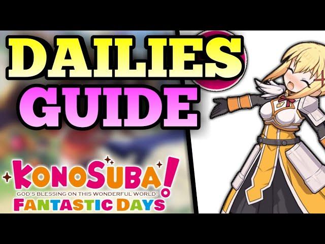 Konosuba Fantastic Days - Dailies Guide, Farm Rotation, How to get all the quartz, Gear Progression