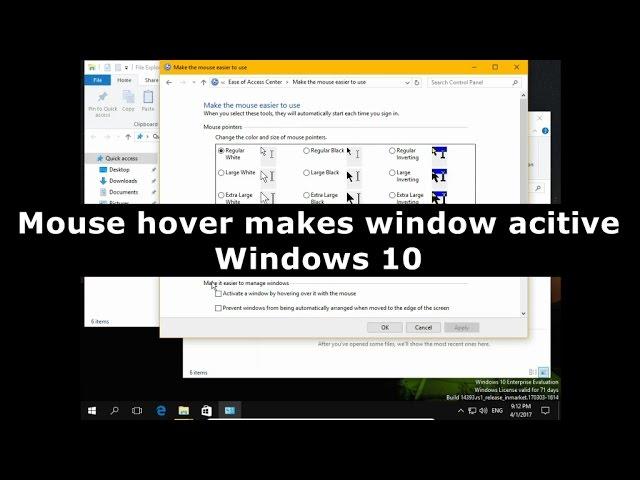 Mouse hover makes window acitive Windows 10