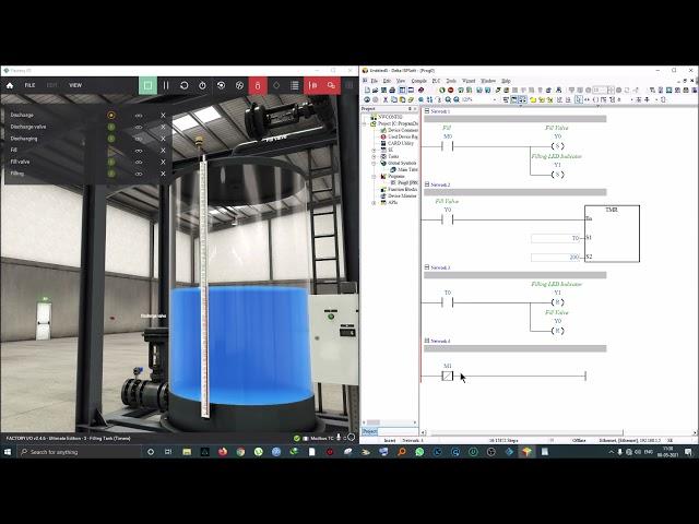 Using Timer instruction for Delta PLC in Factory IO